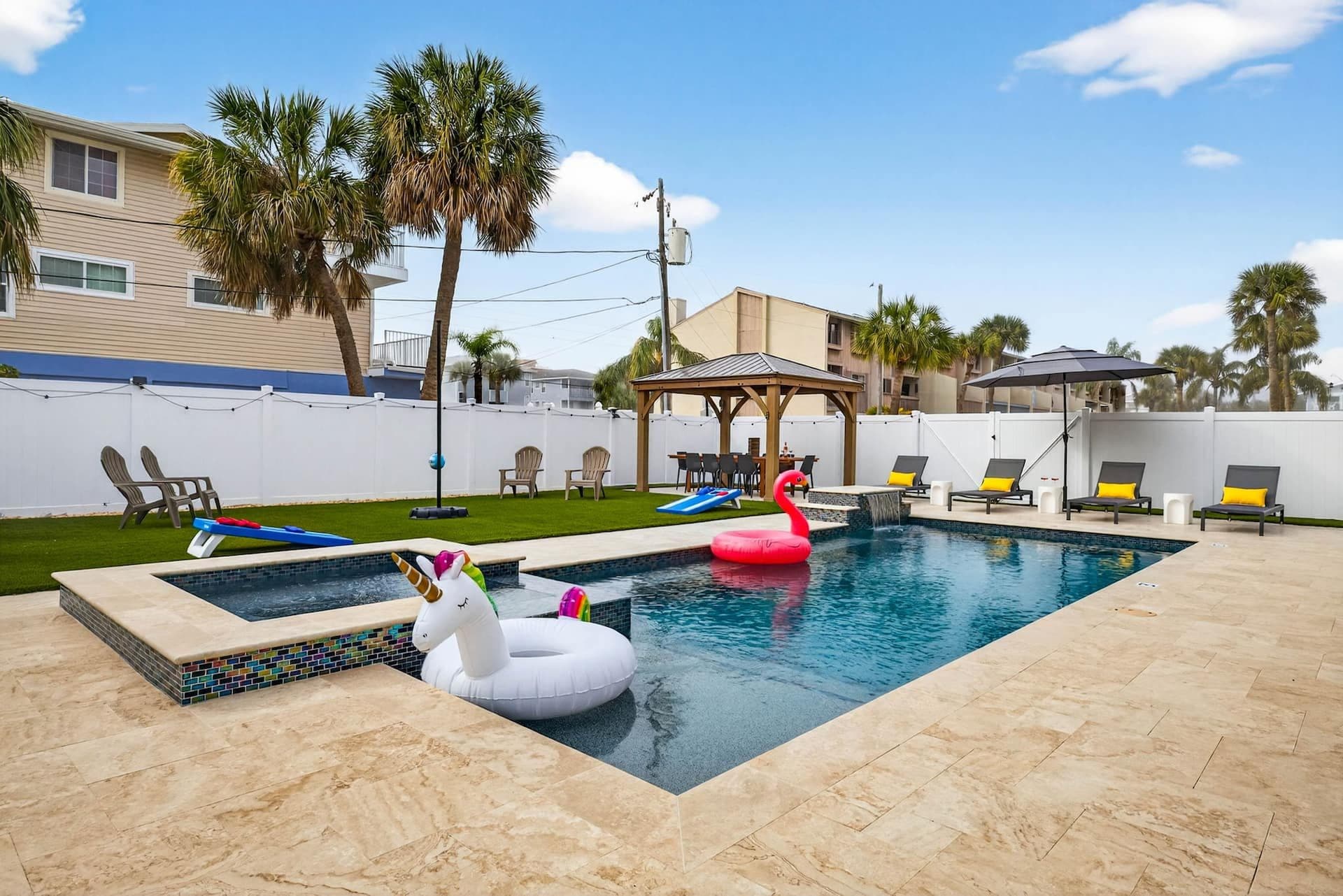 Saltwater pool and gazebo at Coastal Breeze, Indian Rocks Beach